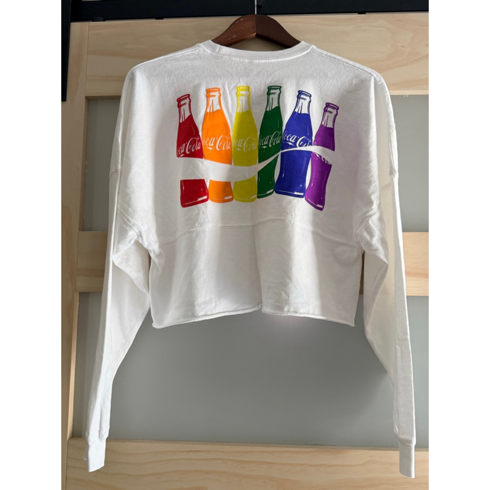 Love Pride Coca-Cola Crop T-Shirt Small White Rainbow - Picture 4 of 5